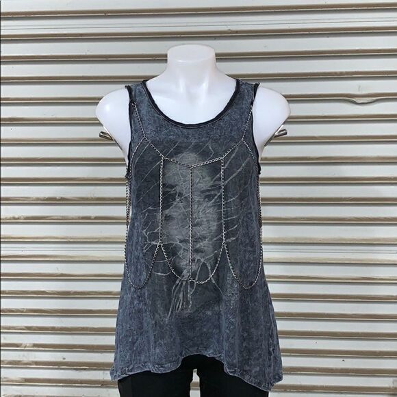 🛍️Black by Classic rock t shirt chains with face - Picture 3 of 8